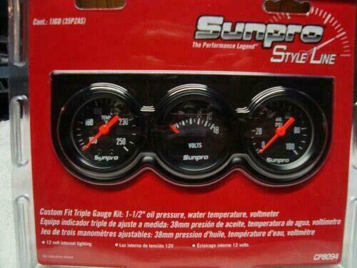 Mini Triple Gauge Kit Black /Black Beze Sunpro 1 1/2\ Mini Triple Gauge Kit Black /Black Beze Sunpro 1 1/2\