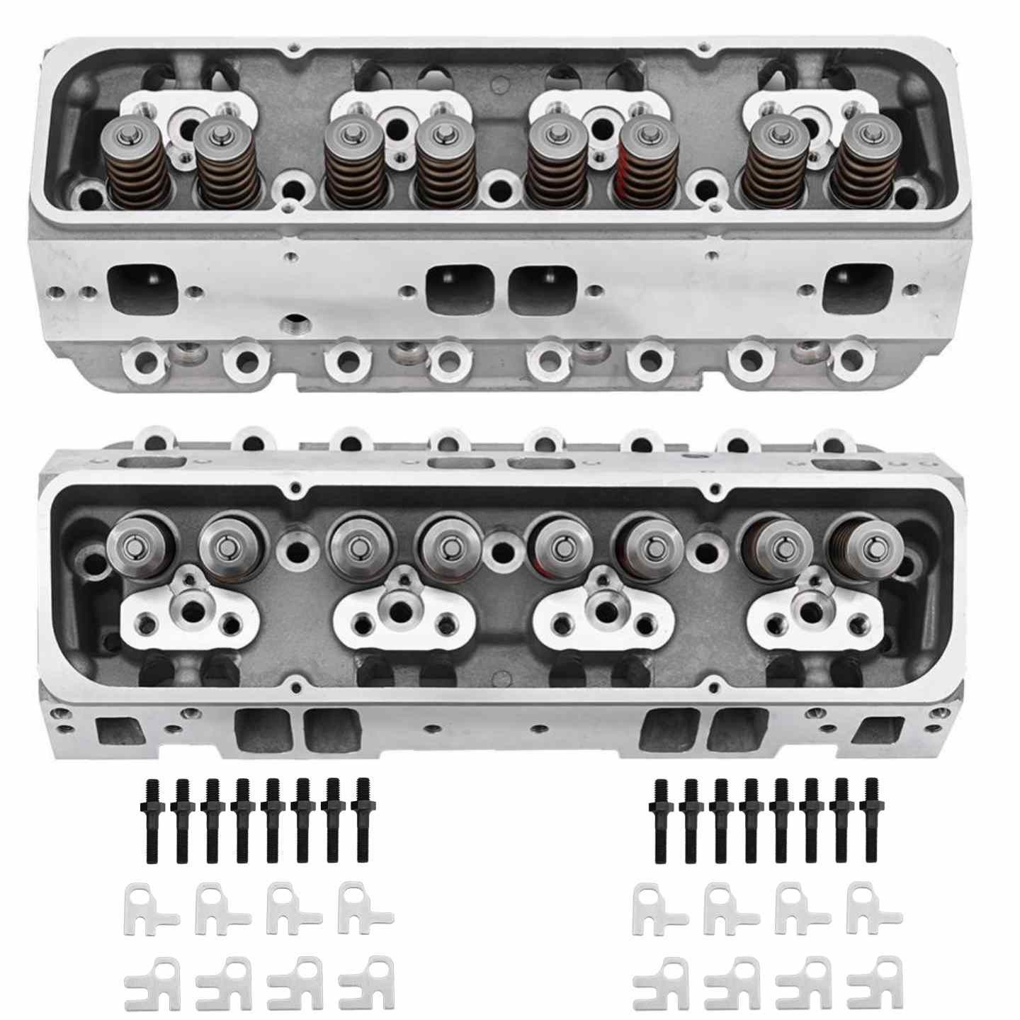 2×Complete Angle Aluminum Cylinder Heads 190cc 64cc 2.02/1.60 FOR SBC Chevy 350