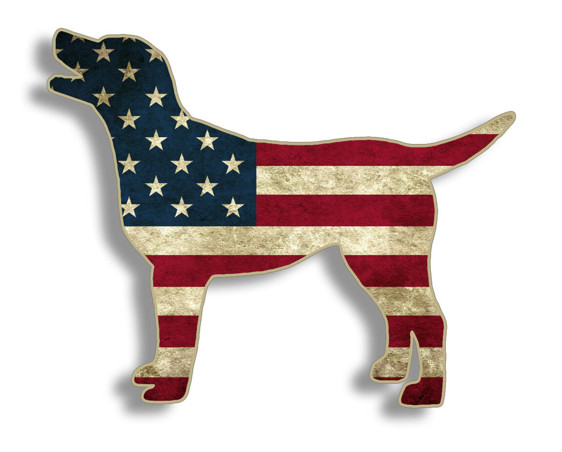 Rustic American Flag Labrador Lab Dog Sticker USA Puppy laptop Car Vehicle Decal