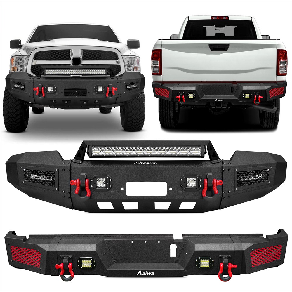 Offroad For 2019-2024 Dodge Ram 2500 3500 Front Rear Bumper w/Winch Plate Lights