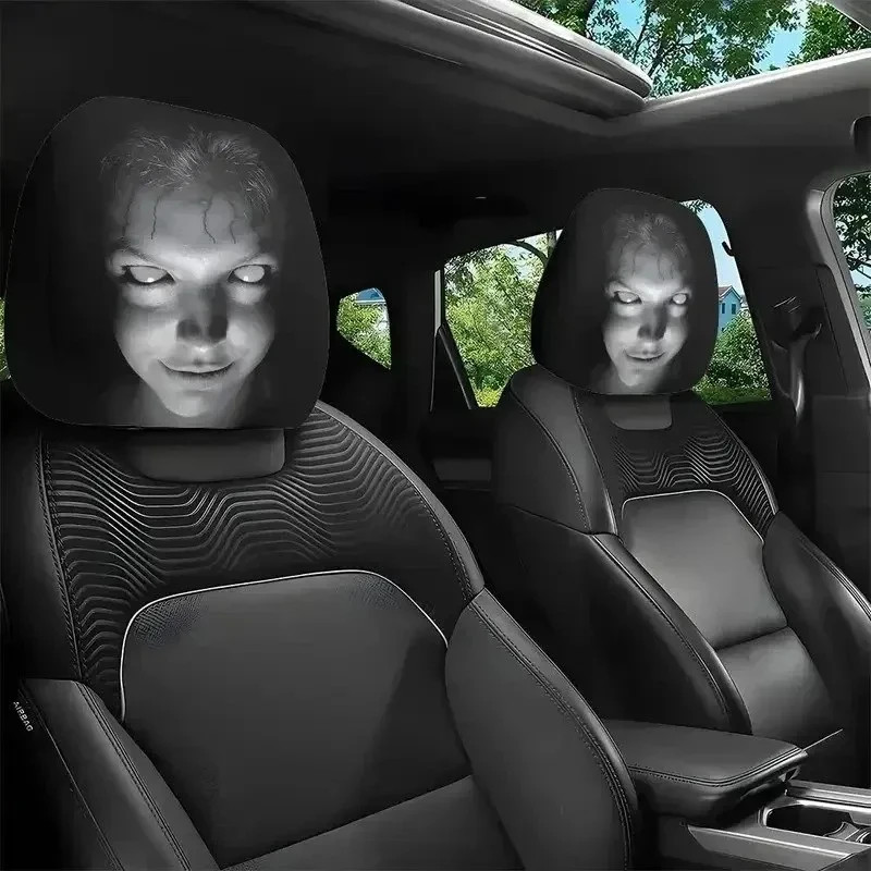 2pcs Ghost Face Headrest Covers,Scary Face Printing Auto Seat Universal Elastic 2pcs Ghost Face Headrest Covers,Scary Face Printing Auto Seat Universal Elastic