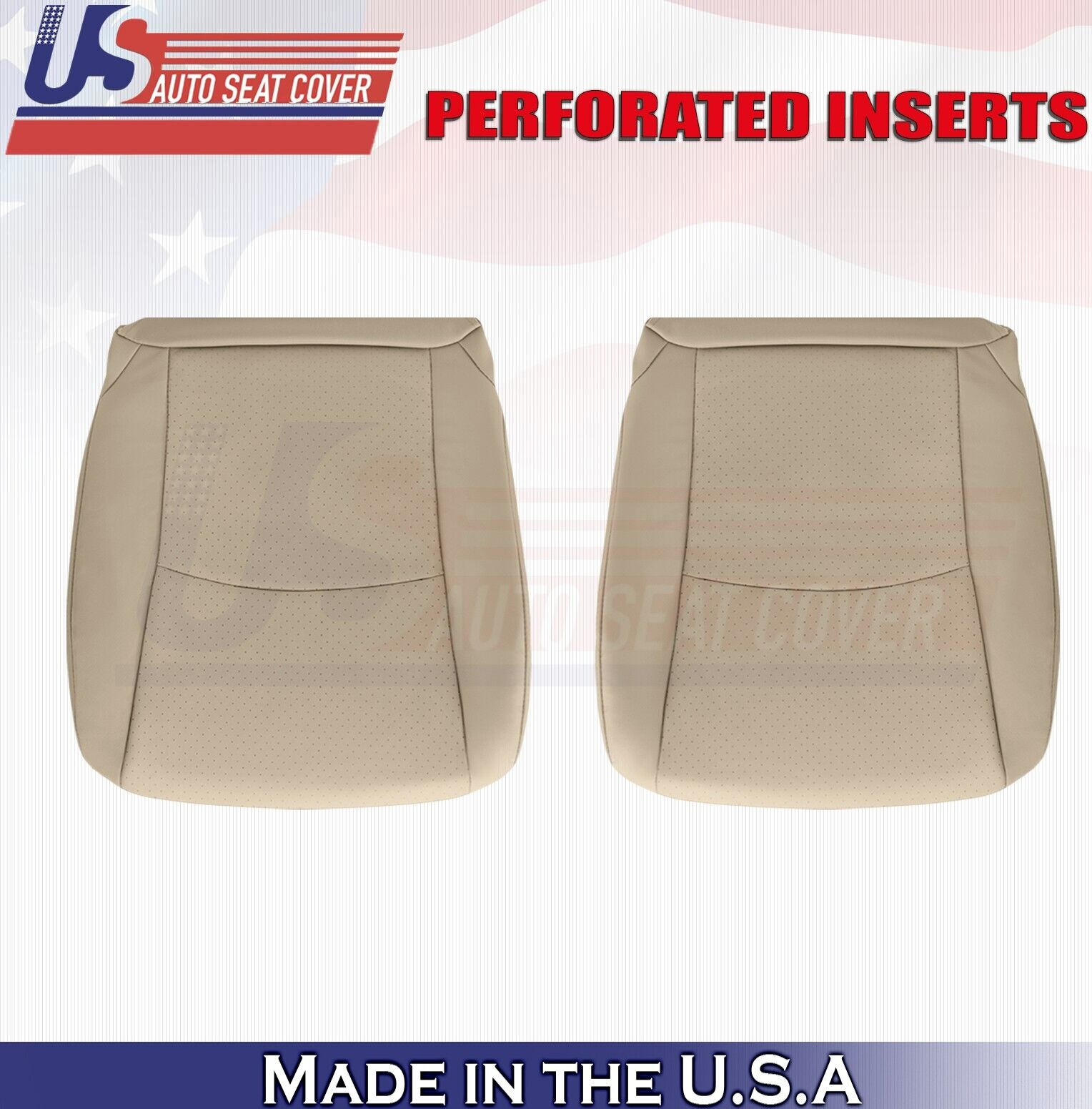 2006 2007 For Toyota Highlander Driver Passenger Bottom Perf Leather Covers Tan