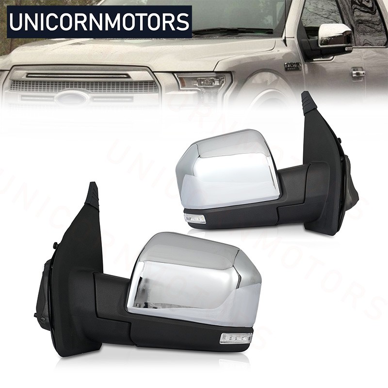Pair Mirror 16/18 Pin Fit 2015-2020 Ford F-150 F150 w/ Memory Signal Blind Spot