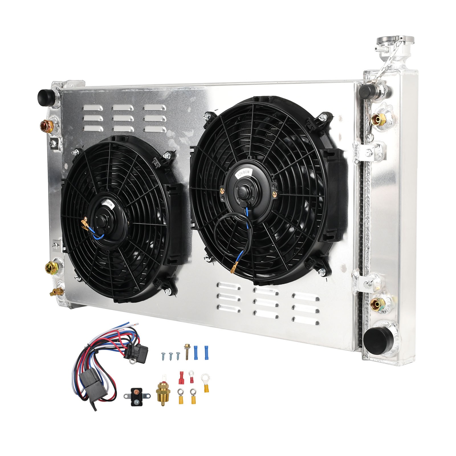 3 Row Aluminum Radiator+Shroud Fan+Relay For 88-99 Chevy GMC C1500 C2500 C3500