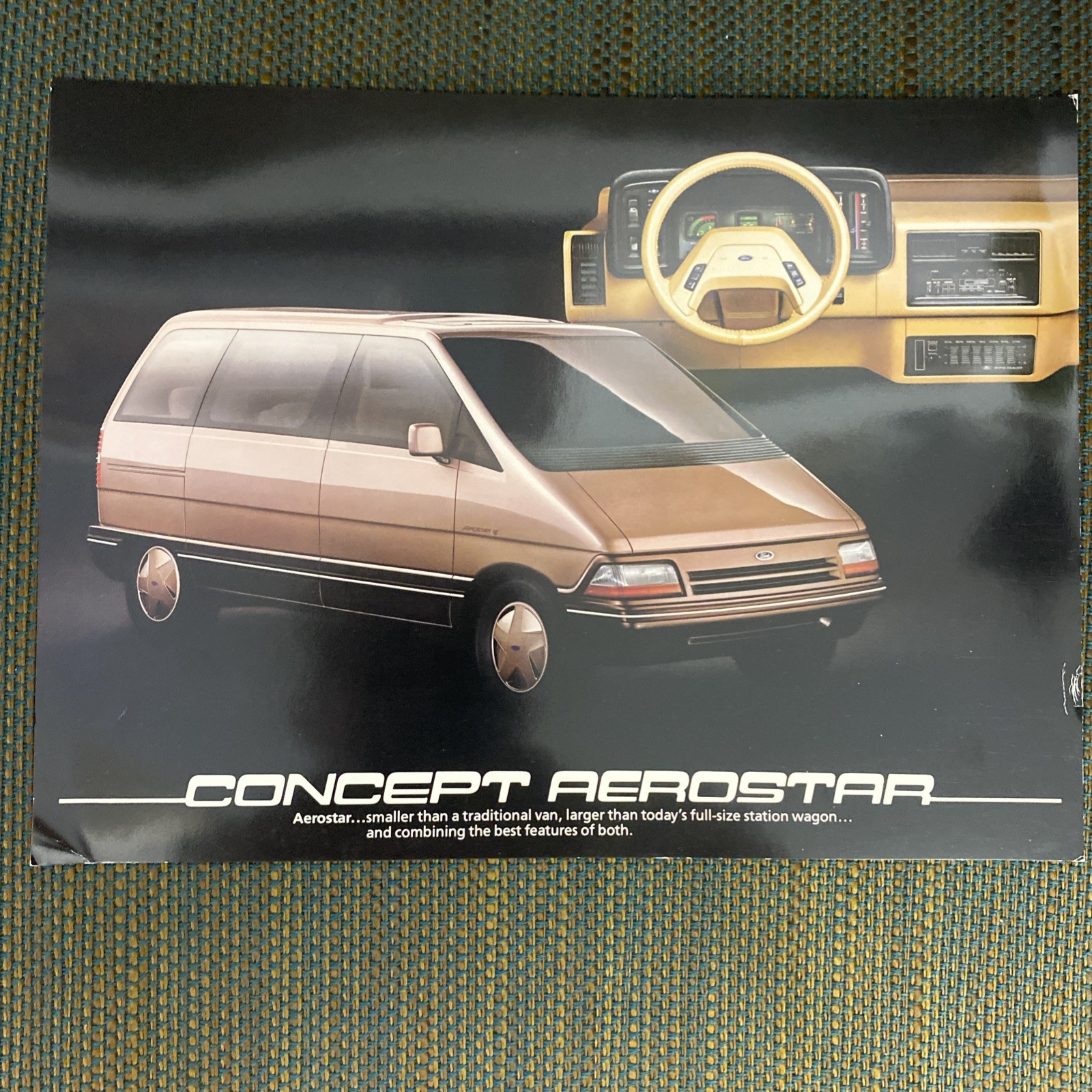 1980's FORD AEROSTAR CONCEPT VEHICLE ORIGINAL SPEC SHEET SALES BROCHURE RARE