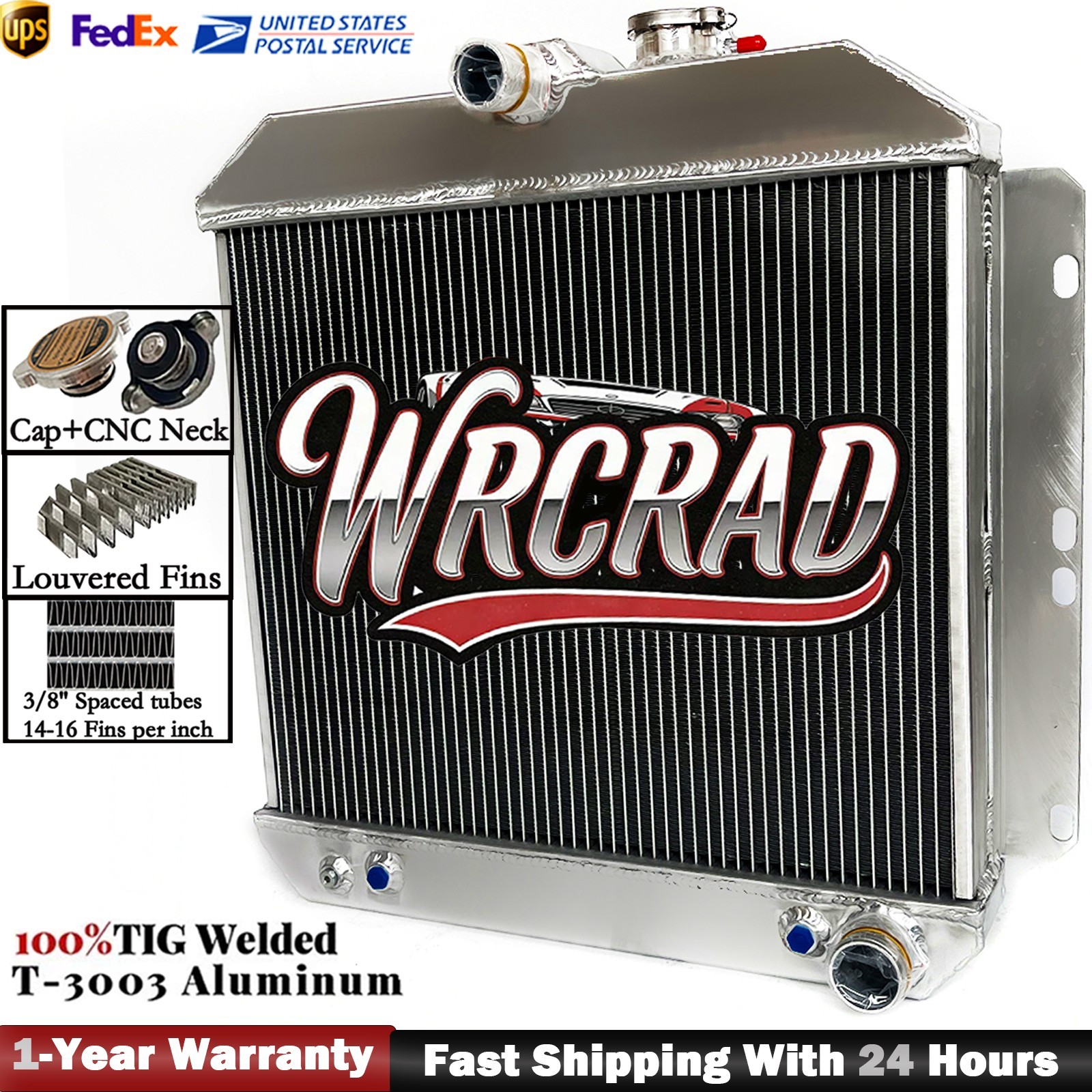 Aluminum Radiator for 1949-1954 53 Chevrolet Car Bel Air Styleline Fleetline V8