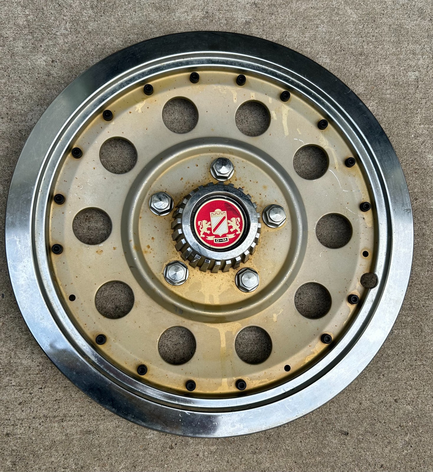 1 Rare Original Peugeot Chrome Gold Spoke Hubcap Wheel Rim Hub Red Lion Crest