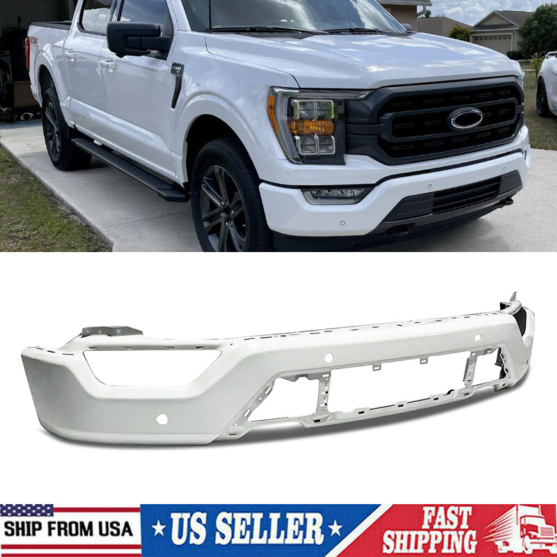 For 2021-2023 Ford F-150 Oxford White Front Bumper Face Bar w/ 4 Sensor Holes