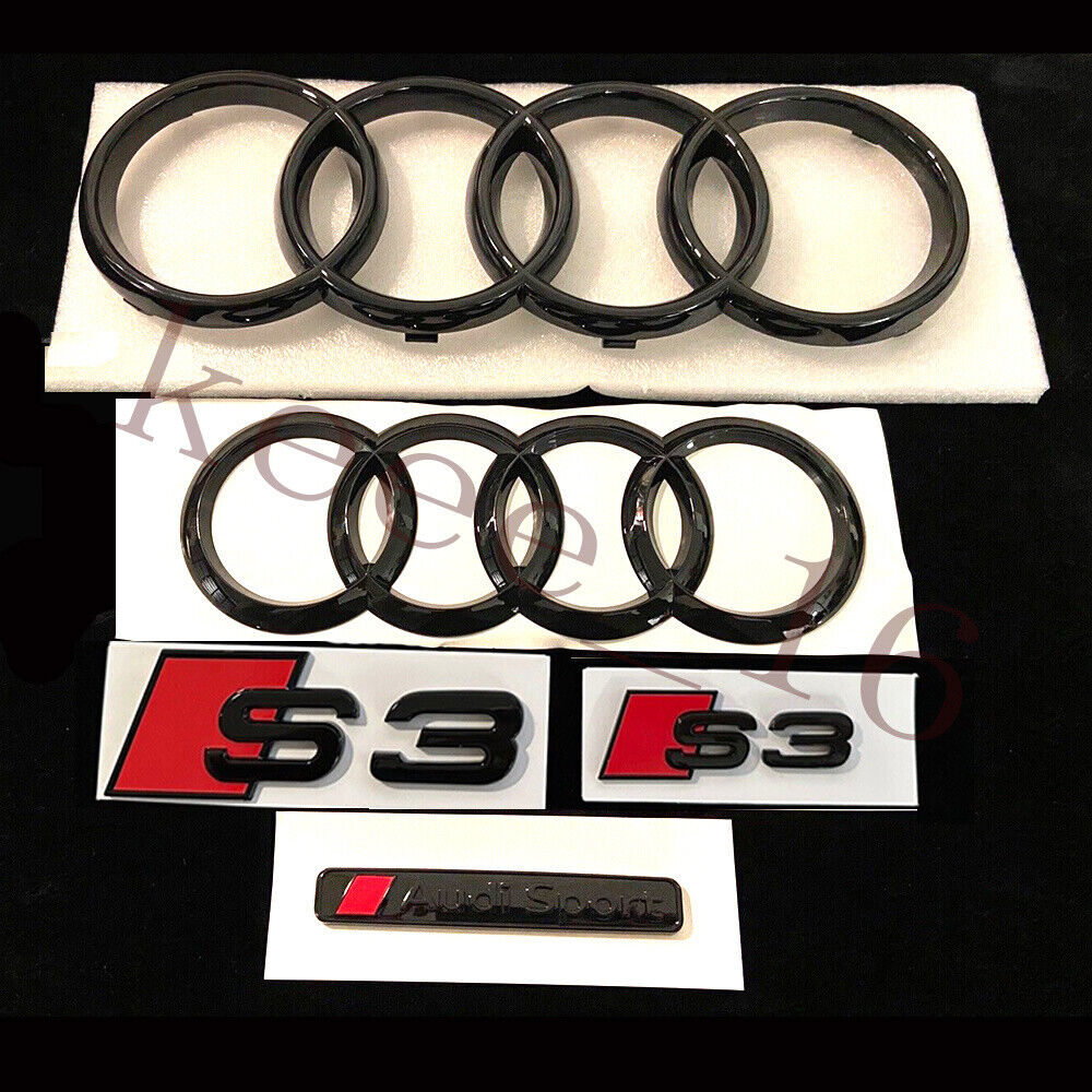 S3 Gloss Black Full Badges Emblems Package For Audi S3 8V 2014-2020 Models