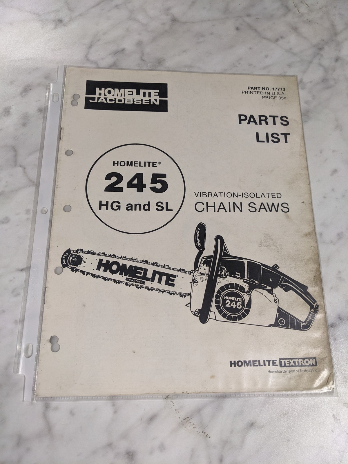 HOMELITE CHAIN SAWS ILLUSTRATED SERVICE PARTS LIST MANUAL MODEL 245 HG SL 17773 HOMELITE CHAIN SAWS ILLUSTRATED SERVICE PARTS LIST MANUAL MODEL 245 HG SL 17773