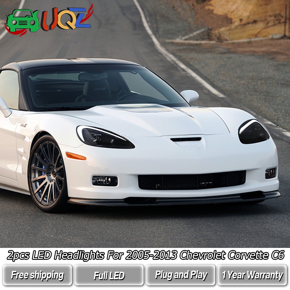 For 05-13 Chevy Corvette C6 Smoke Projector Headlights w/ DRL Sequential Signals