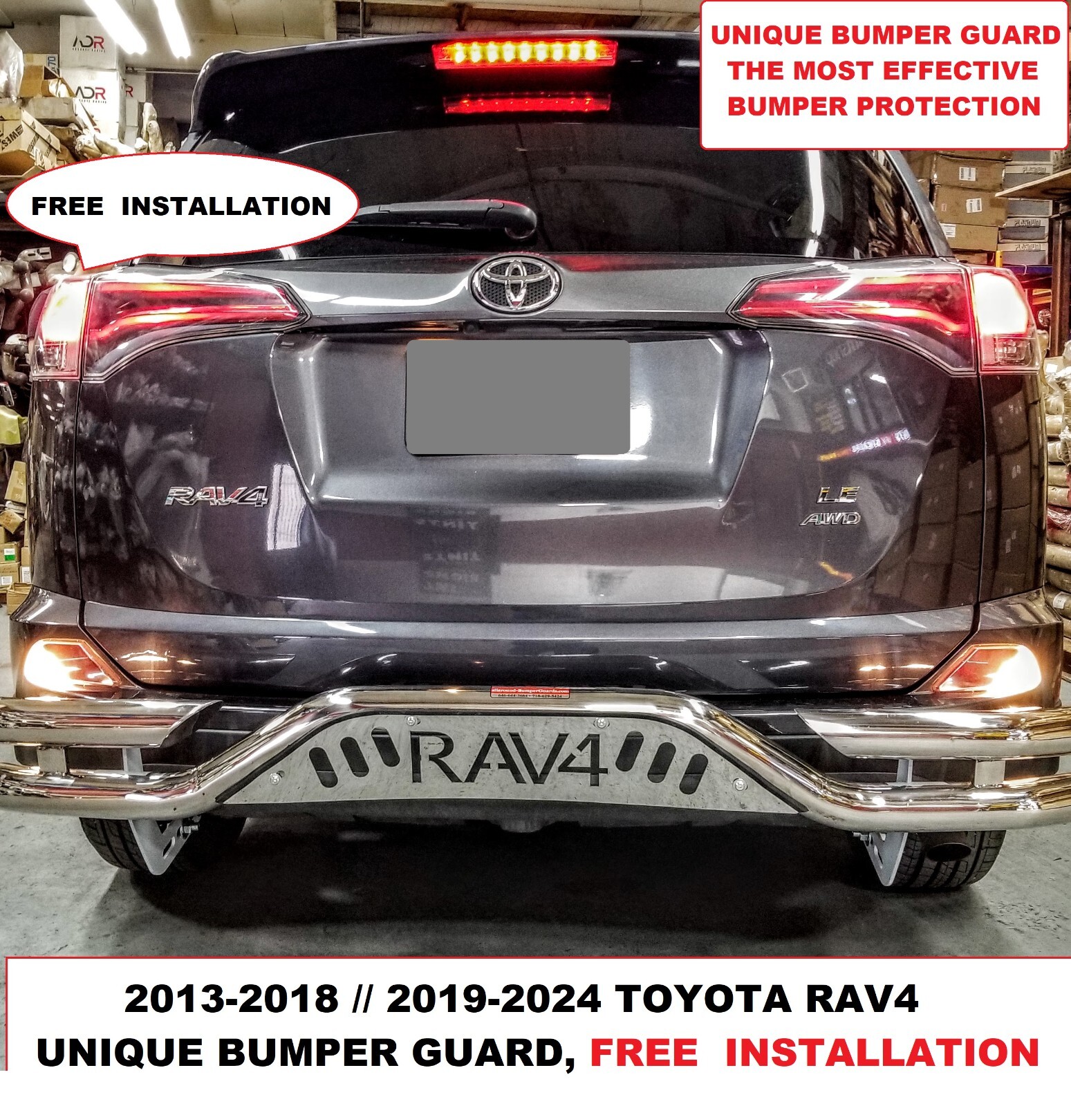 2013-2018/2019-2024 TOYOTA RAV4. STAINLES STEEL REAR BUMPER GUARD PROTECTORE.