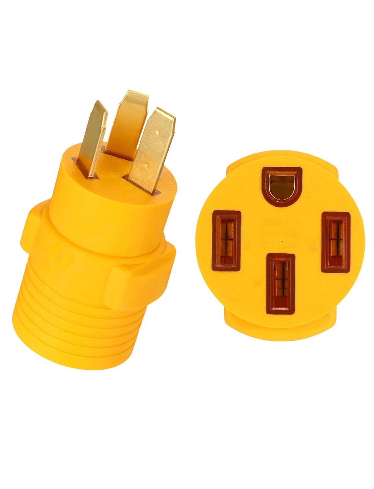 Kanayu 3 Prong Stove Adapter Compatible with NEMA 10-50p to 14-50r Yellow Kanayu 3 Prong Stove Adapter Compatible with NEMA 10-50p to 14-50r Yellow