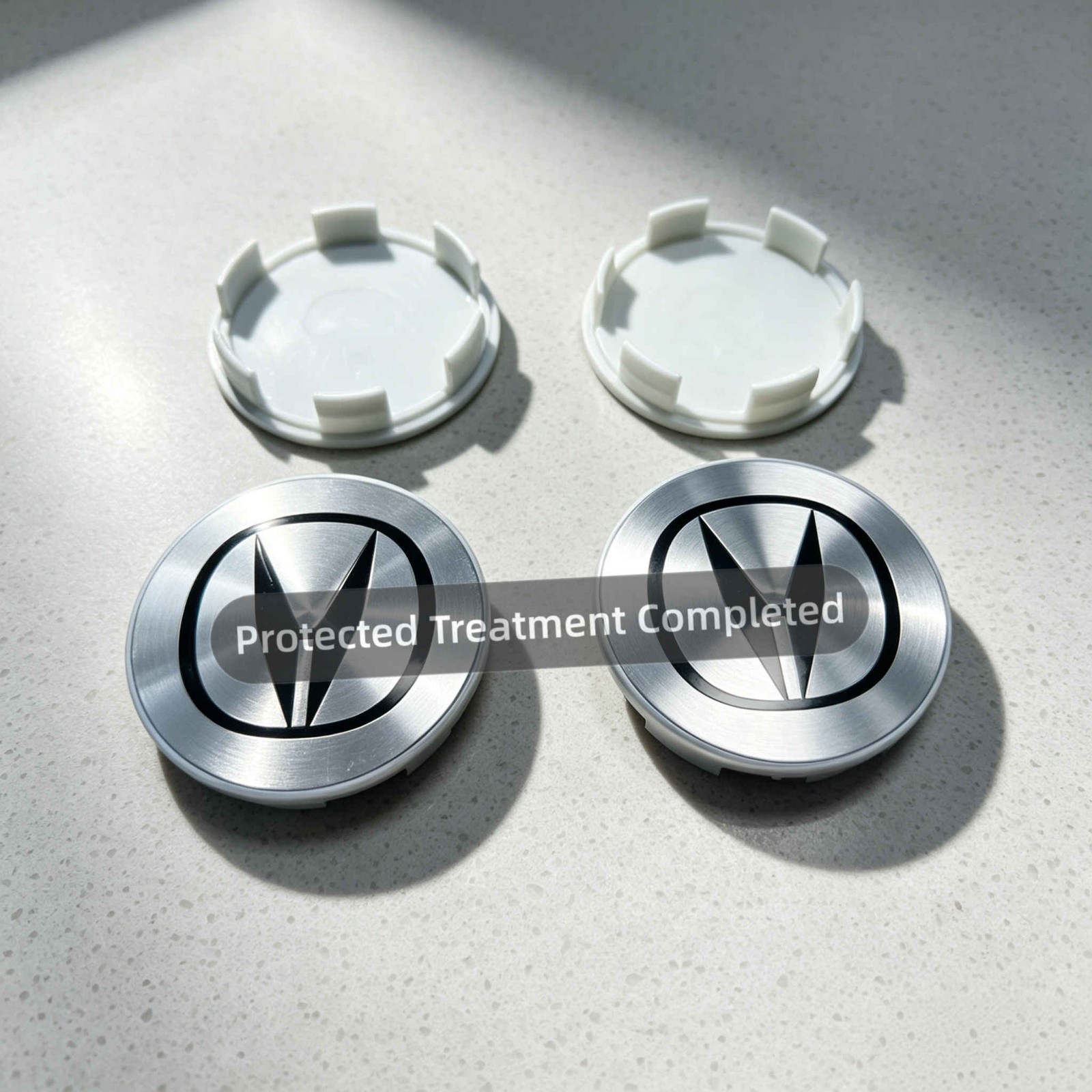 For Acura 4PCS 69MM Silver/Black Wheel Center Caps