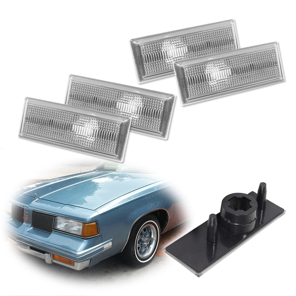 Front & Rear Clear Side Marker Lamps Housing For 81-88 All Cutlass 2 Door Models