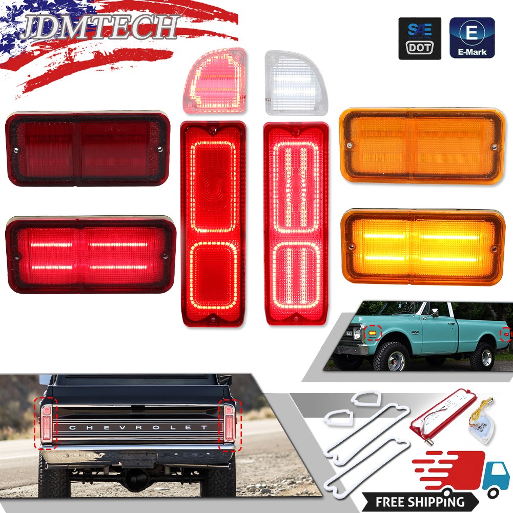 8PCS LED Tailight Backup Lamp Side Marker Light for 67-72 Chevy GMC Pickup Truck
