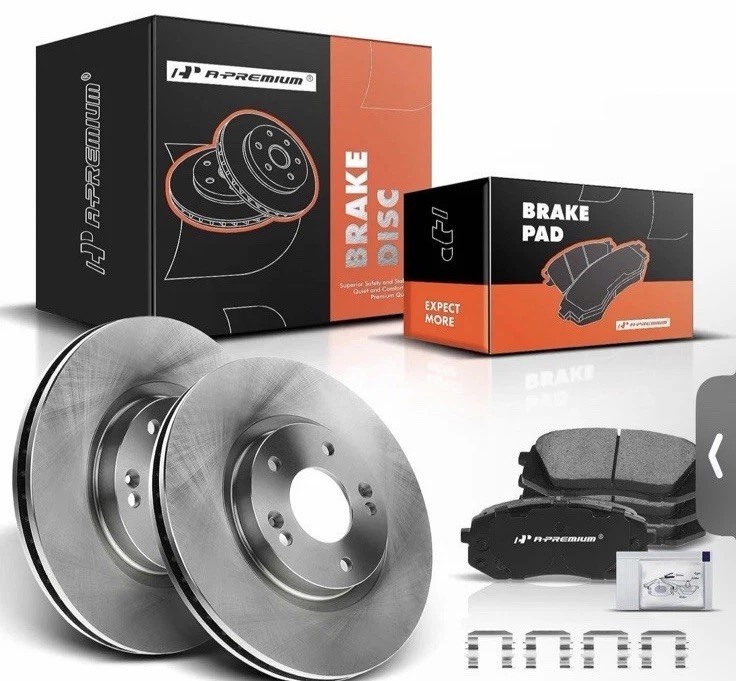 A-Premium 11.81 inch (300mm) Front Vented Disc Brake Rotors + Ceramic Pads Kit