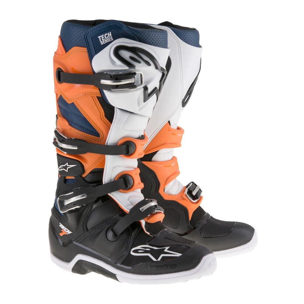 Alpinestars Tech 7 Black, Orange & White MX Off Road Boots Men's Size 16
