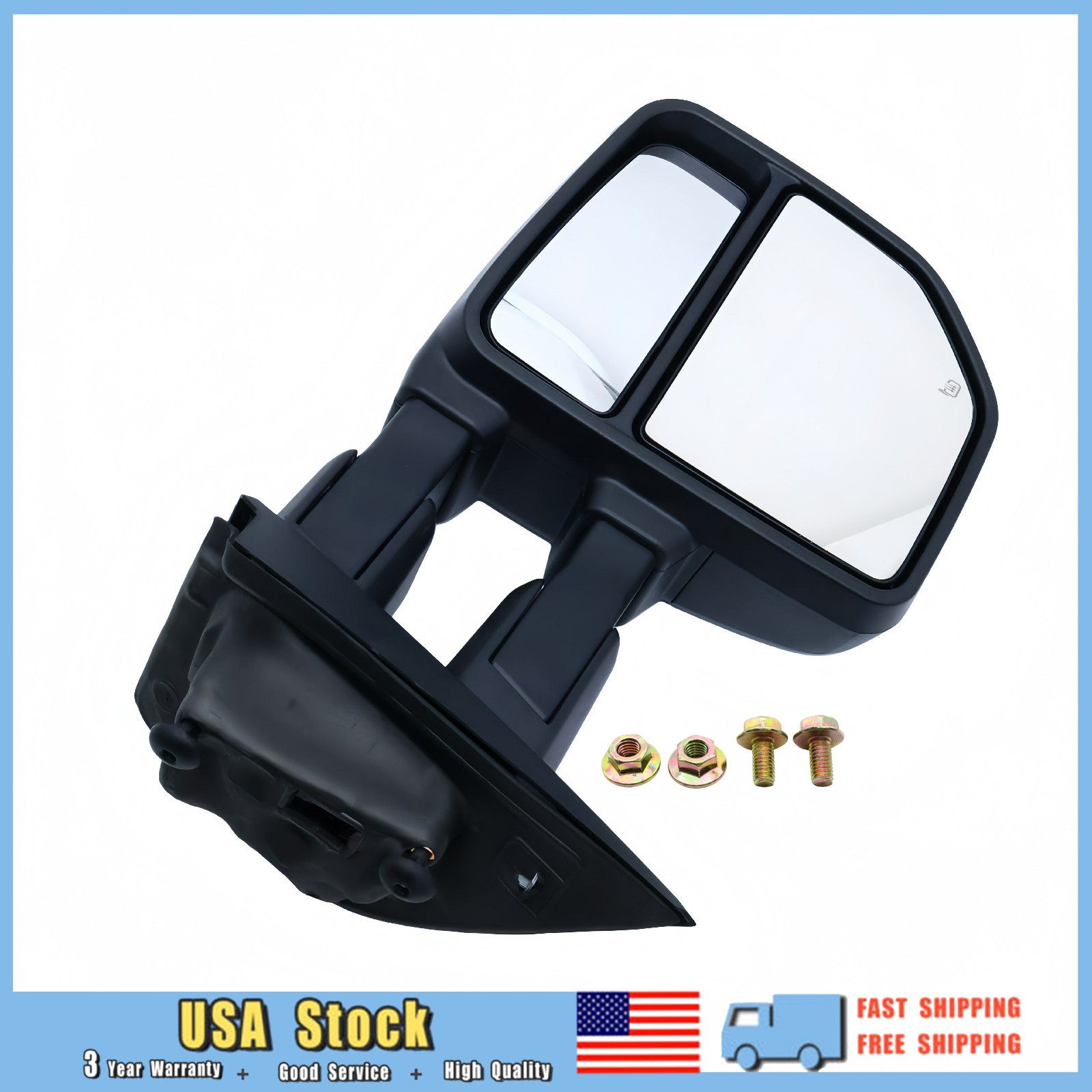 Fits 2015-18 Ford F-150 Left Power Heated Black Towing Mirror w/LED Signal Lamp