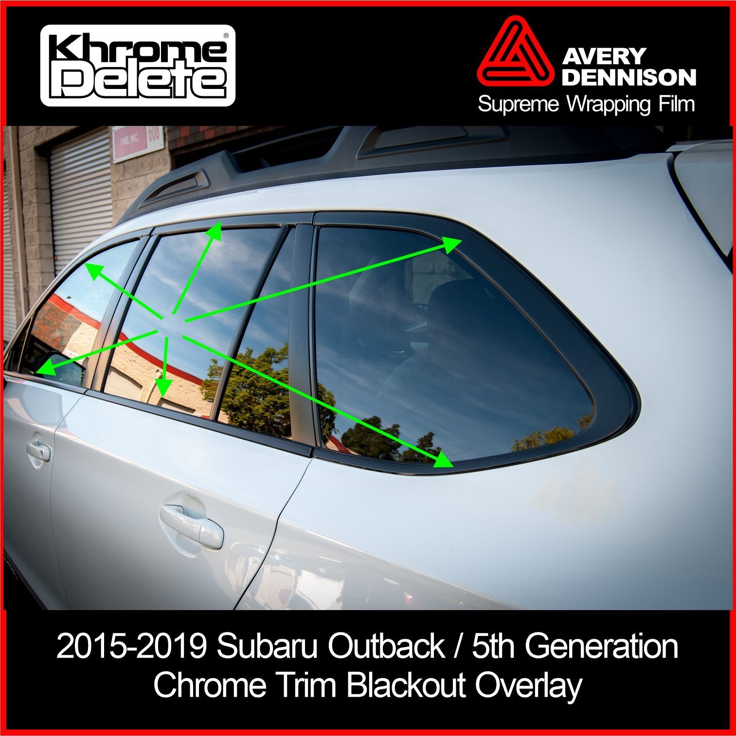 Gloss Black Chrome Delete Vinyl Overlay for 2015–2019 Subaru Outback Trim