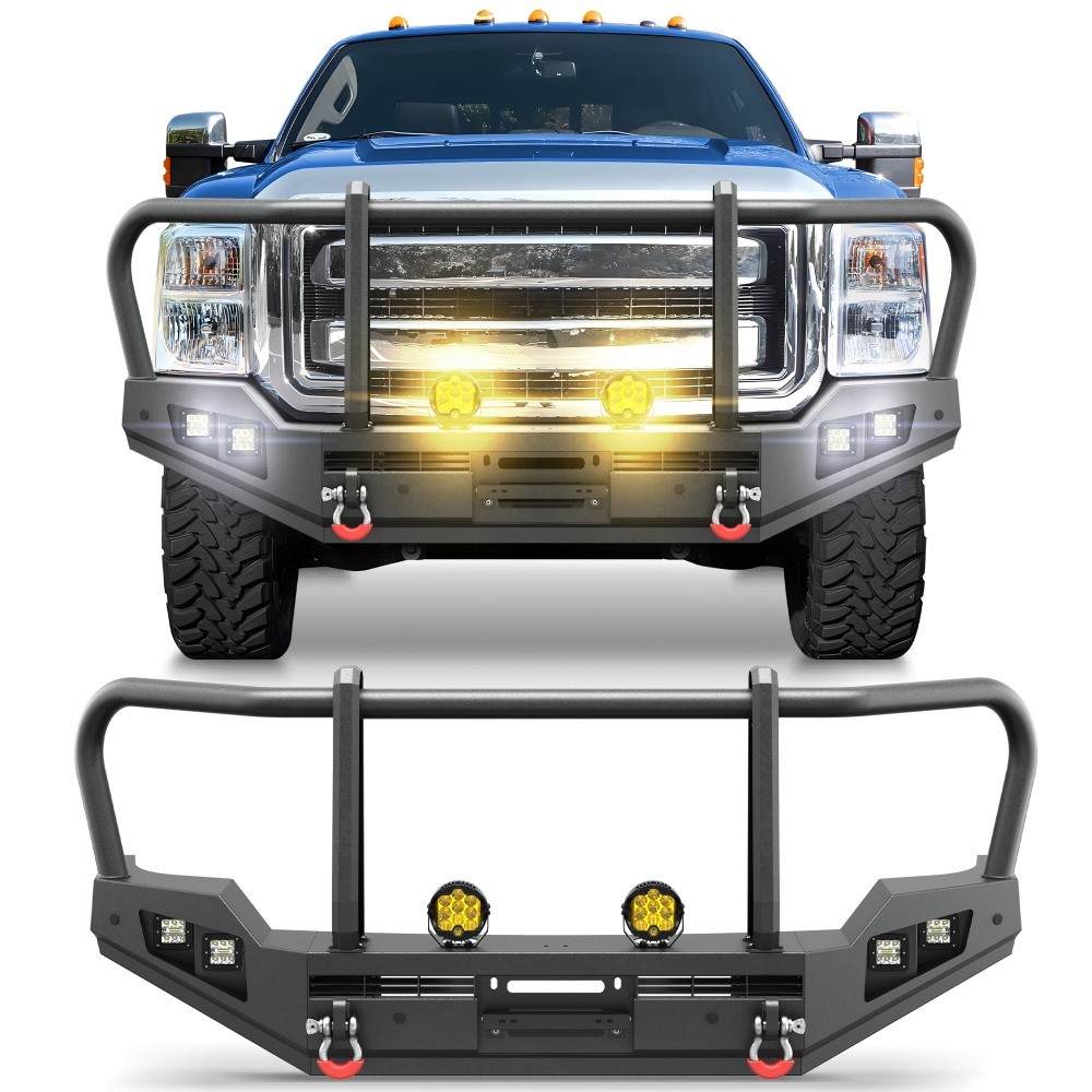 For 11-16 Ford F250 F350 Front or Rear Bumper W/ Winch Plate Grille Bar Lights