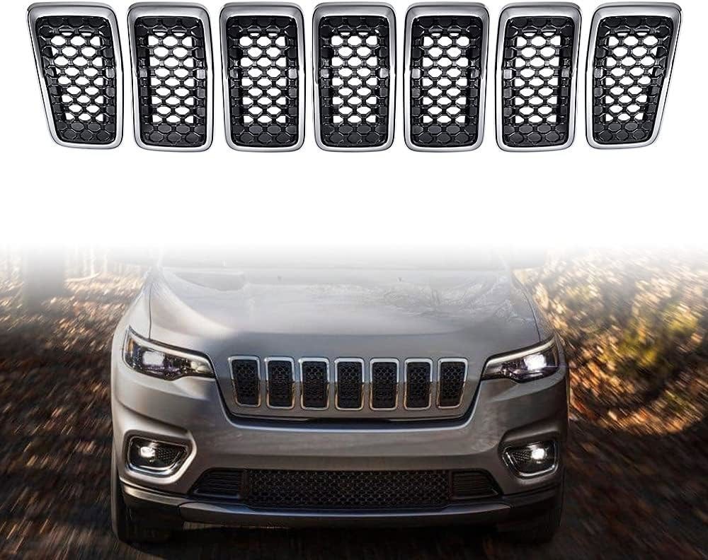 7x Chrome Front Bumper Grille Insert Honeycomb Mesh Set For Jeep Cherokee 14-18