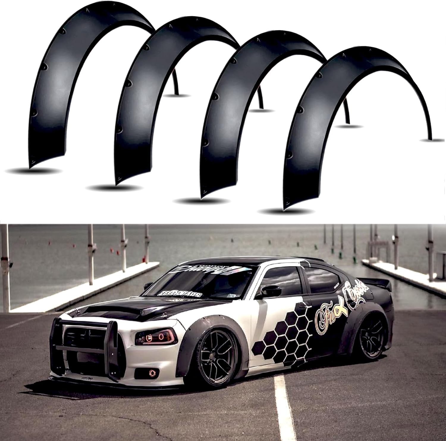 JMTBNO 4pcs 80mm Universal Fender Flares, Widebody Kit Flexible Fender Flare