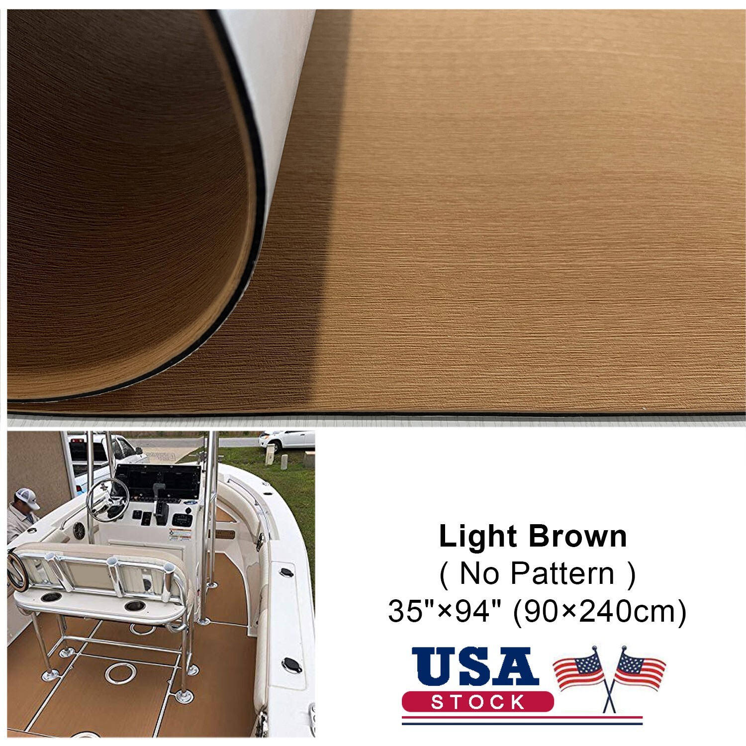 Plain Brown EVA Foam Boat Decking Self-Adhesive Faux Teak Marine Flooring