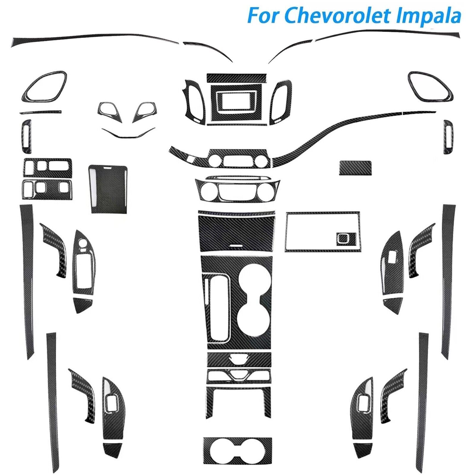 50Pcs Real Carbon Fiber Kits Whole Interior Trim For Chevrolet Impala 2014-2020
