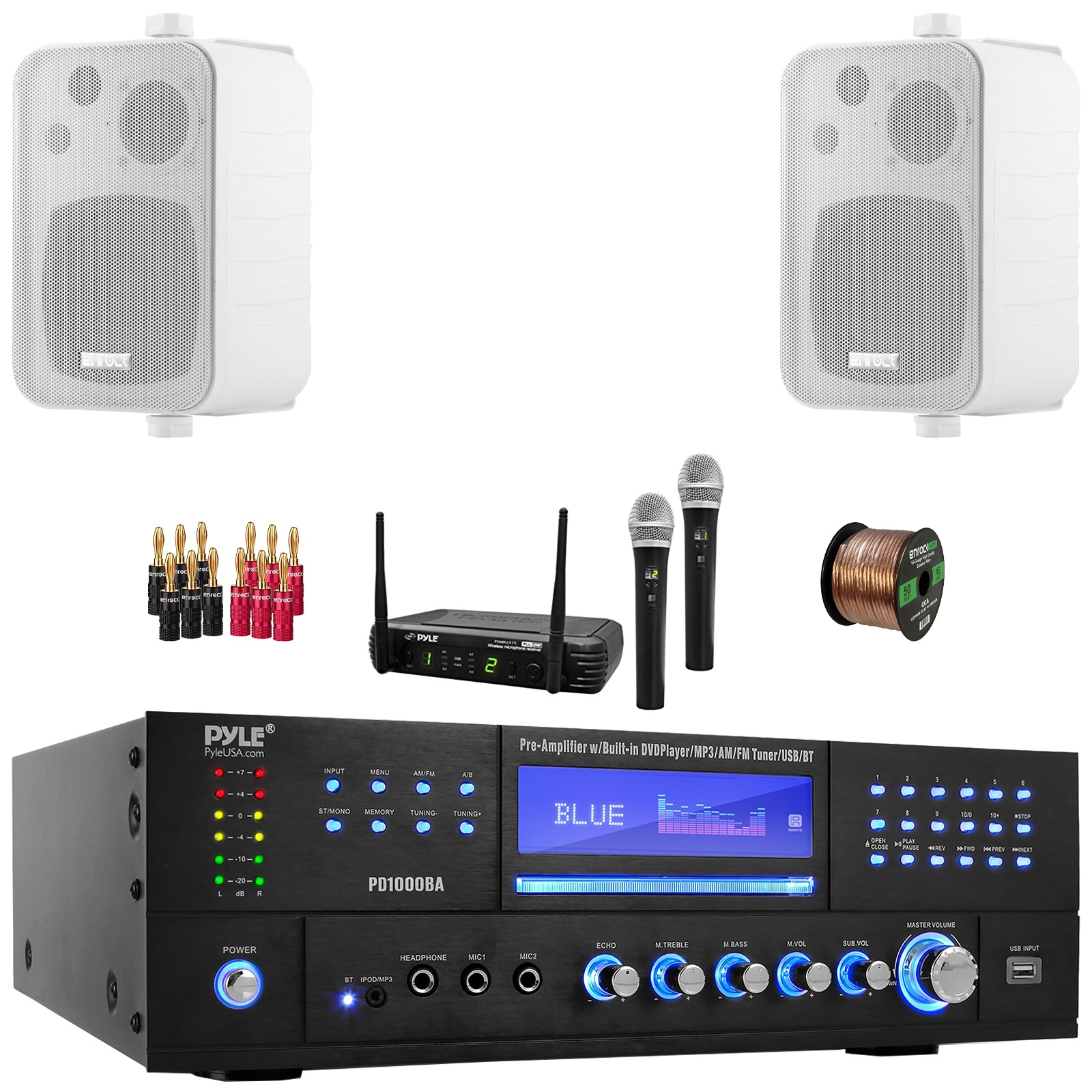 Pyle PD1000BA Bluetooth Digital Receiver, 2x 4