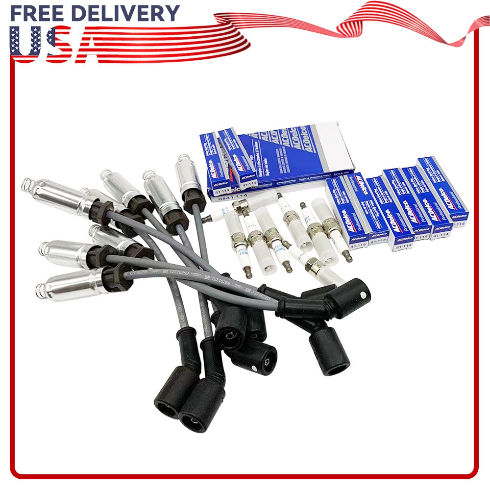 Genuine 8-pcs AC DELCO IRIDIUM SPARK Plugs 41-114 And ACDELCO Wire Set 19431551