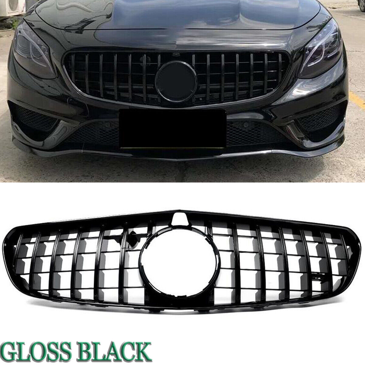 GT R Front Grille For Mercedes-Benz C217 W217 AMG S63 Coupe 14-17 Glossy Black