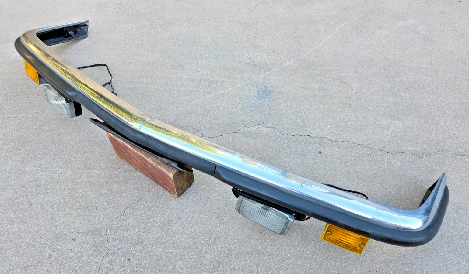 Mercedes R107 SLC SL OEM Euro Chrome Front Bumper + Fog & Turn Signal Lights