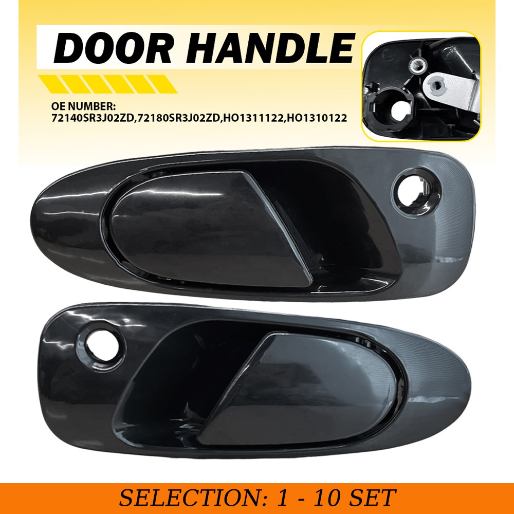 2-20X Fit Honda Civic 1992-1995 Left&Right Door Pull Handle Exterior Black Front