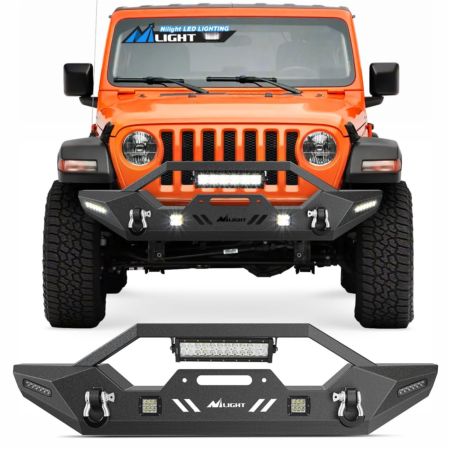 Nilight Front Winch Bumper for Jeep Wrangler and Gladiator