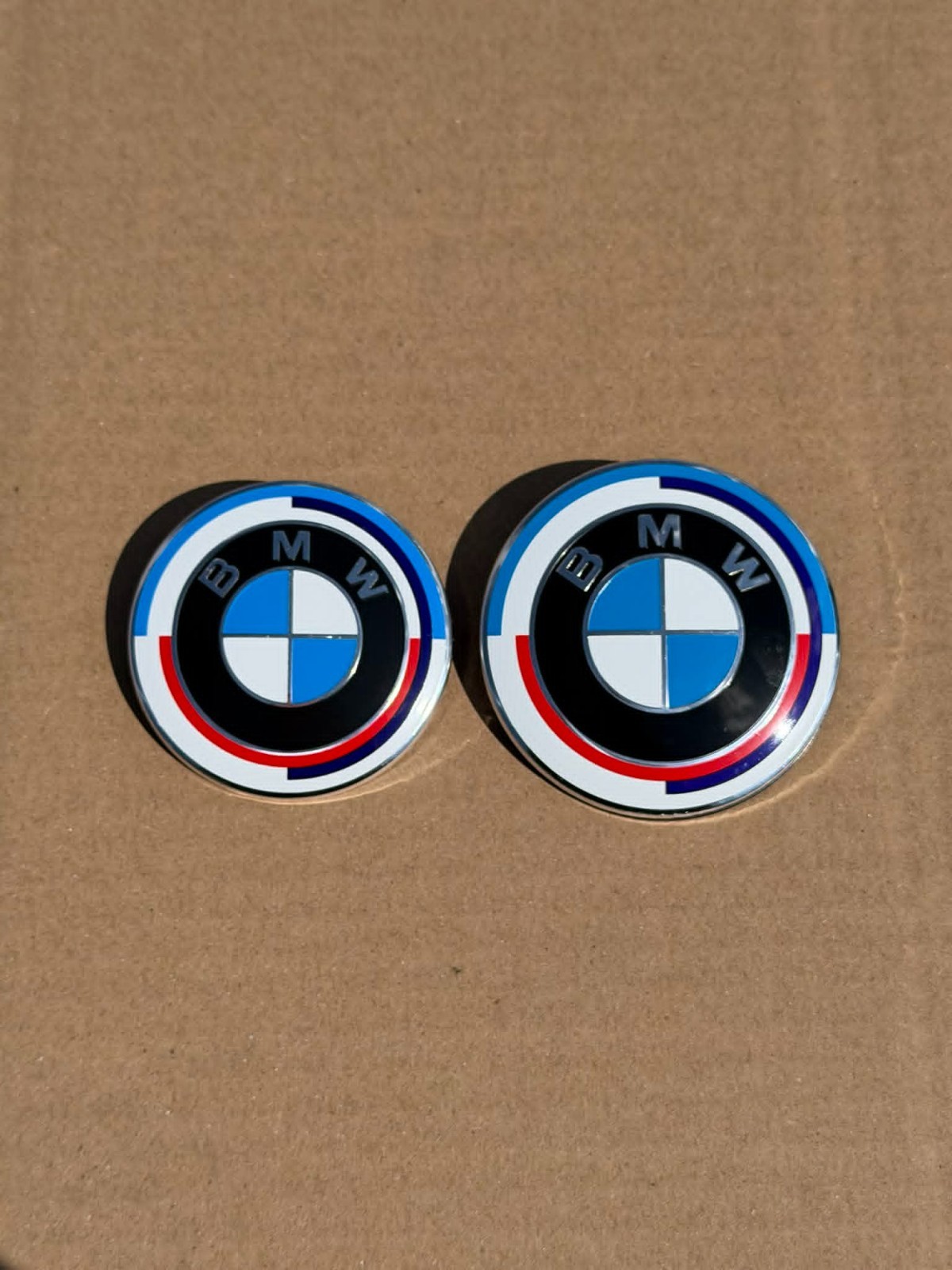 2 PCS BMW 82mm 74mm 50Th Anniversary Hood Trunk  Emblem Logos