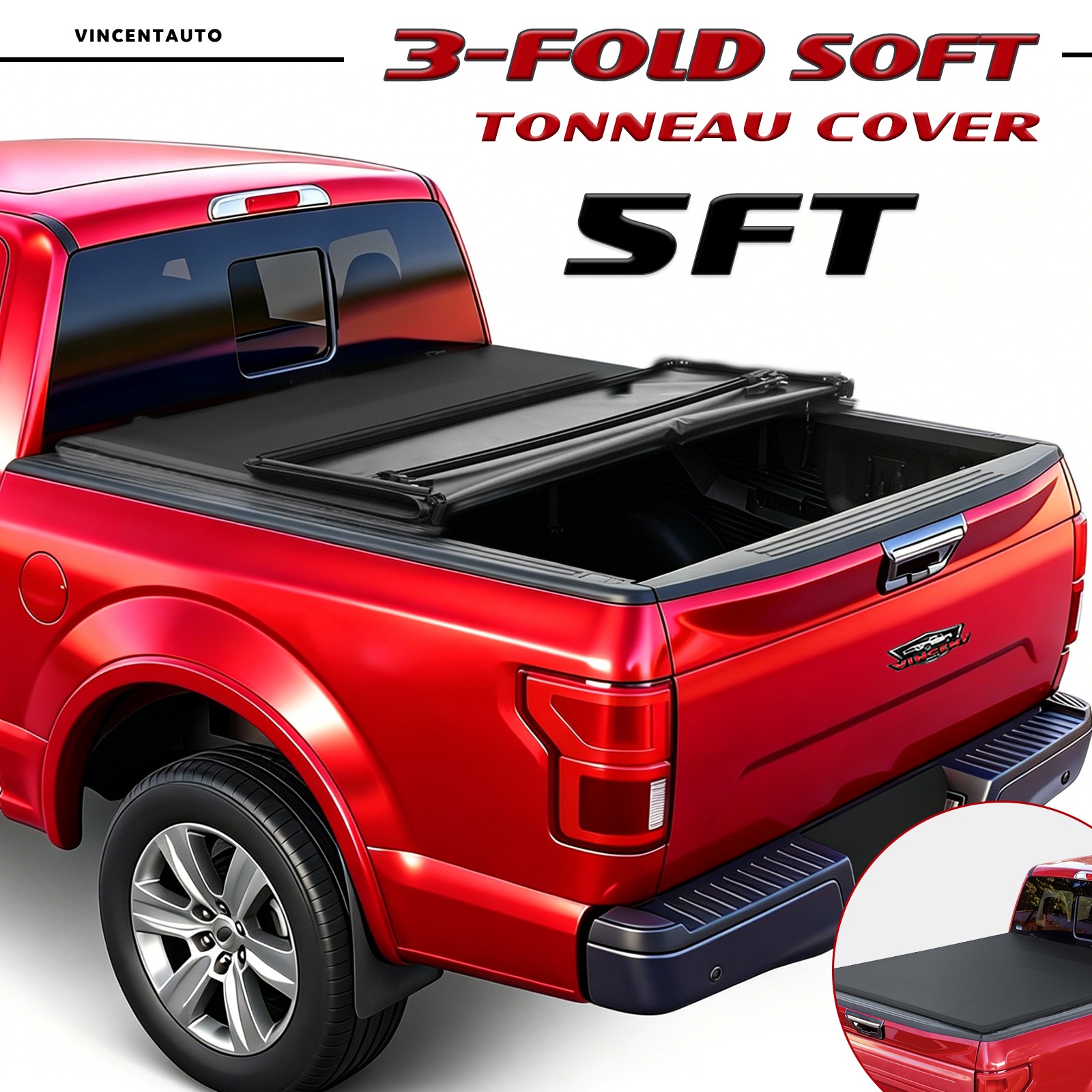 Soft Tri-Fold Tonneau Cover FOR 2005-2026 Nissan Frontier 5FT Truck Bed Cover