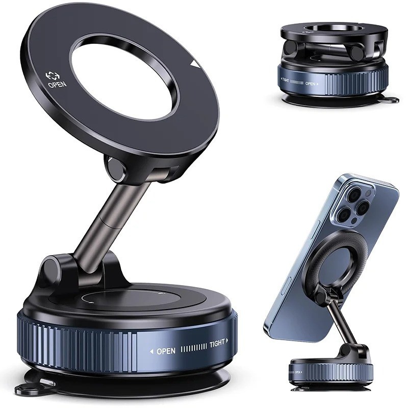 Magnetic Phone Holder Suction Cup Car Mount w/ Foldable Stand US