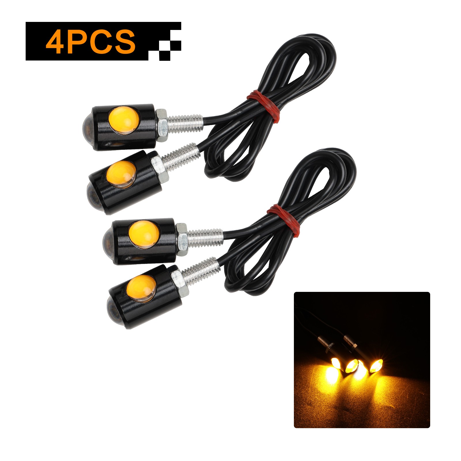 4X Universal Motorcycle Amber Mini LED Turn Signals Indicator Light Blinker Lamp 4X Universal Motorcycle Amber Mini LED Turn Signals Indicator Light Blinker Lamp