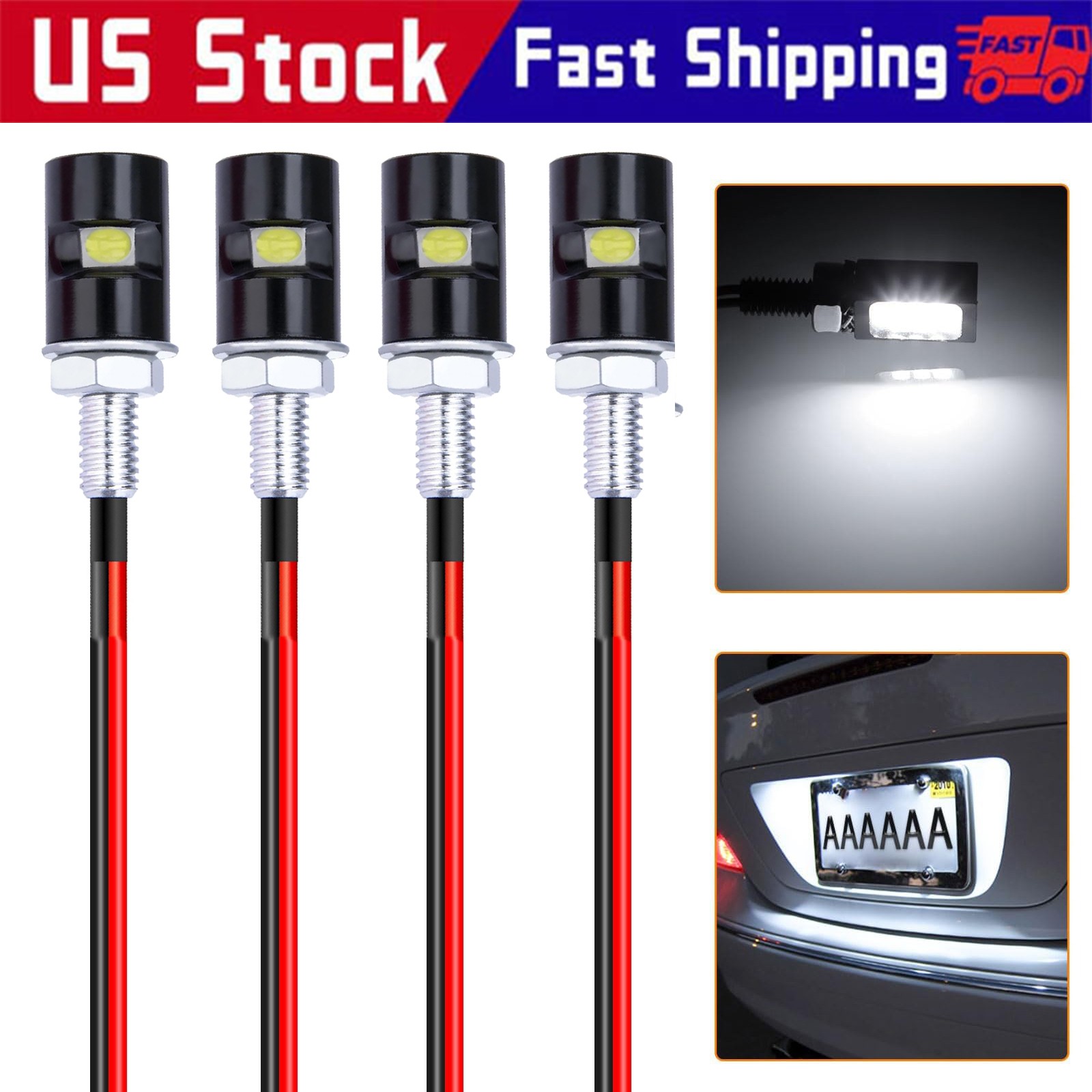 2-8pcs 12V License Plate Light, White Led Bulb Tag Light, Waterproof License Tag