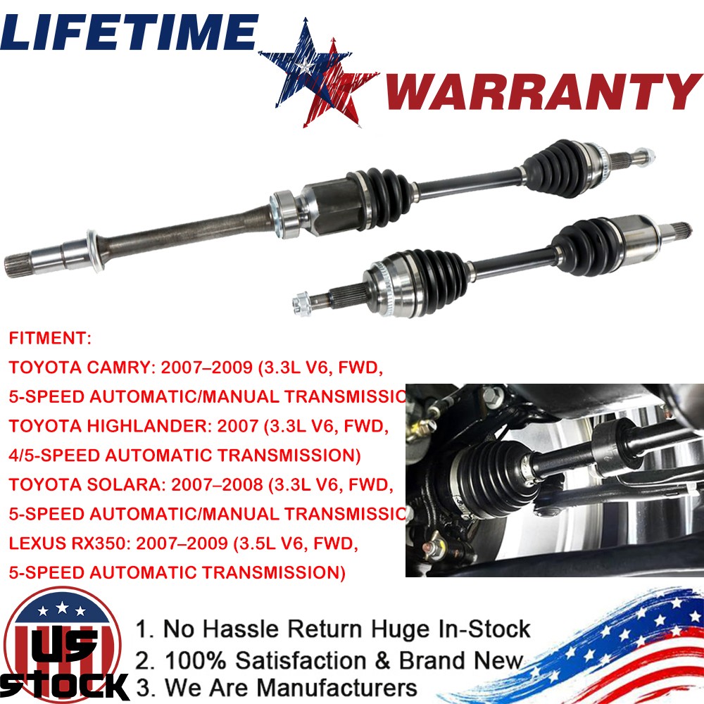 Pari Front CV Axle Shafts For Toyota Camry Solara Highlander Lexus RX350 3.3L V6