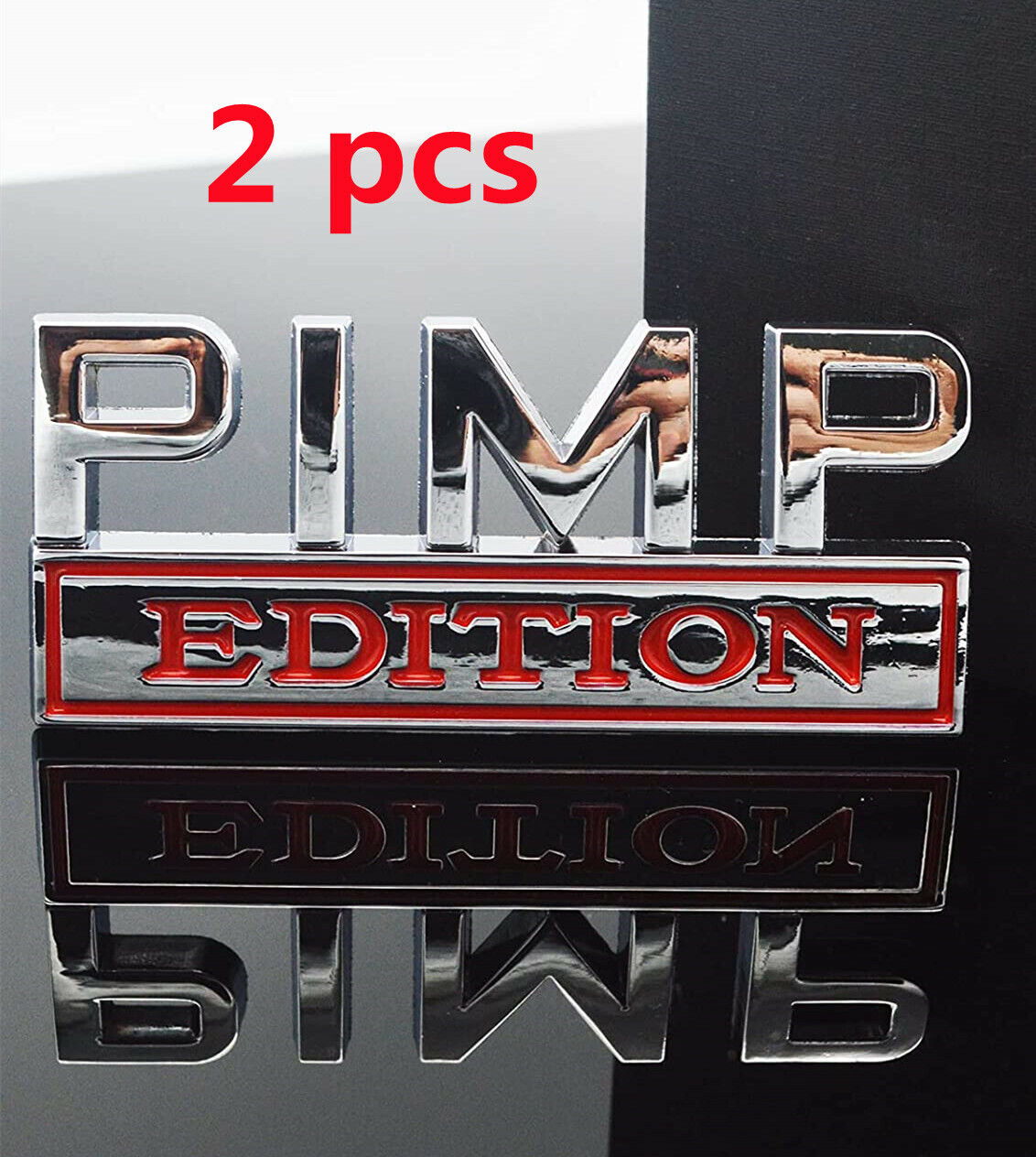 NEW 2pcs 3D PIMP EDITION Emblem Decal Badges Stickers fit Ford Chevy Car Truck