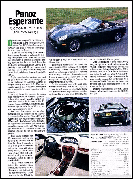 2001 2000 Panoz Esperante Original Review Report Print Car Article J271 2001 2000 Panoz Esperante Original Review Report Print Car Article J271