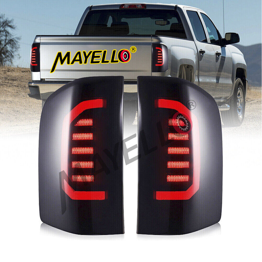 Pair For 2007-13 Chevy Silverado 1500 2500 HD GMC Sierra  LED Tail Lights Smoke