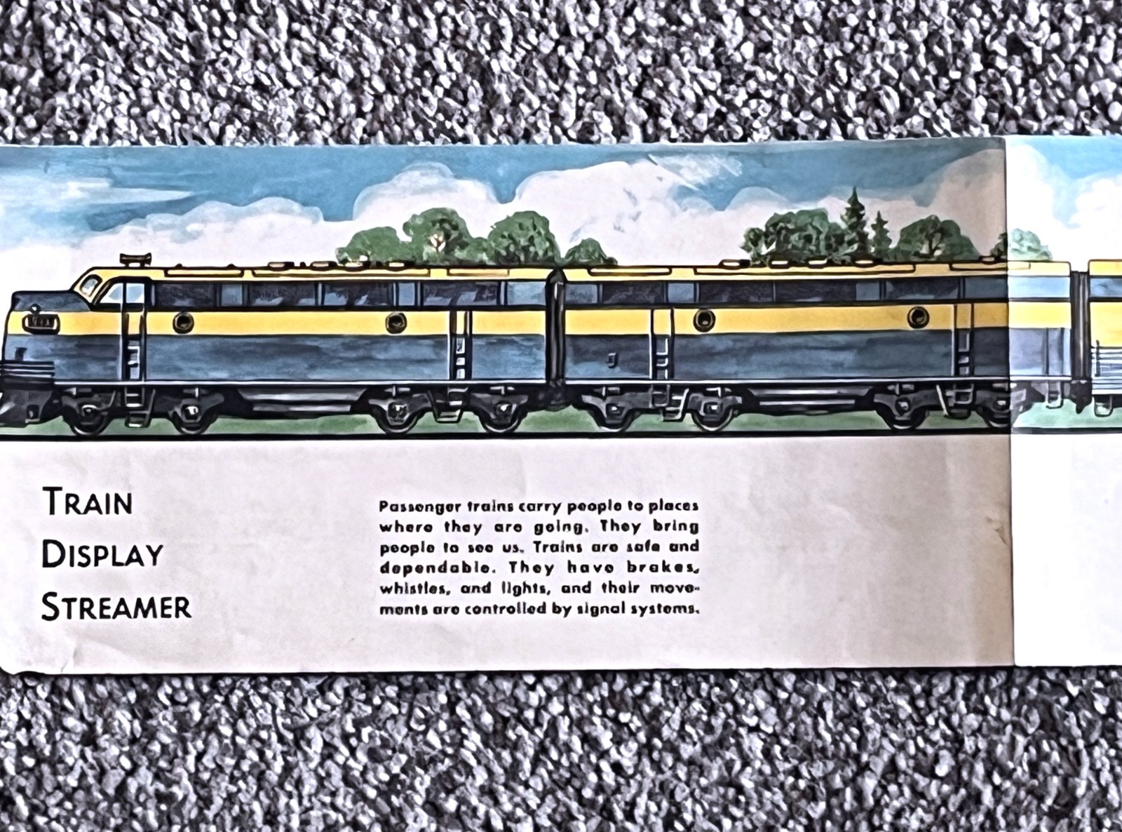 1950s VINTAGE TRAIN STREAMER FOLDOUT AMERICAN RAILROADS PASSENGER FREIGHT 6 FEET