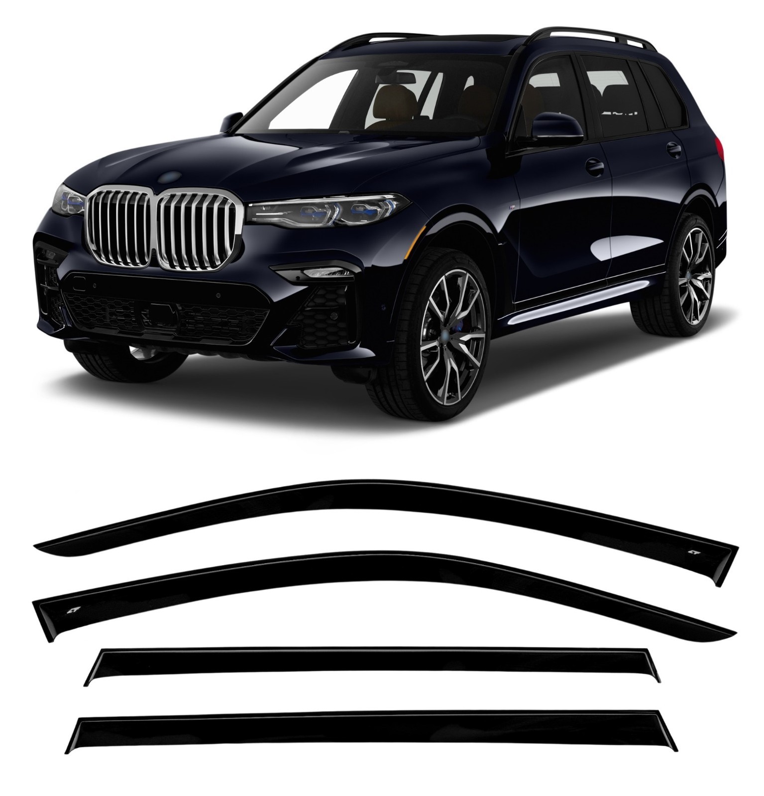 Tape-on Window Visors Rain Guards Fit BMW X7 (G07) 2019- Present Wind Deflectors Tape-on Window Visors Rain Guards Fit BMW X7 (G07) 2019- Present Wind Deflectors