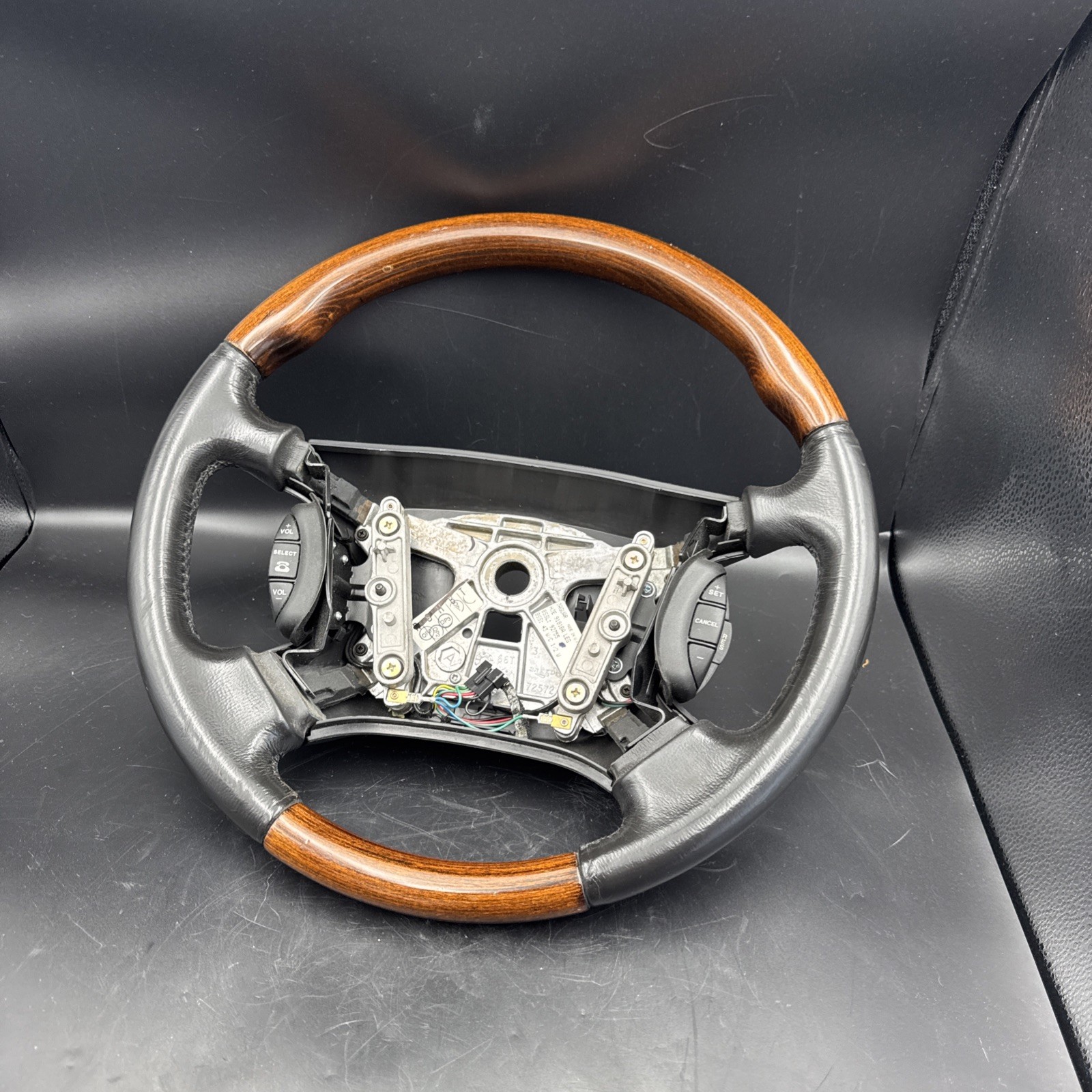 1997-2003 Jaguar XJ8 XJR XK8 XKR OEM Wood Leather Steering Wheel 12V 43W