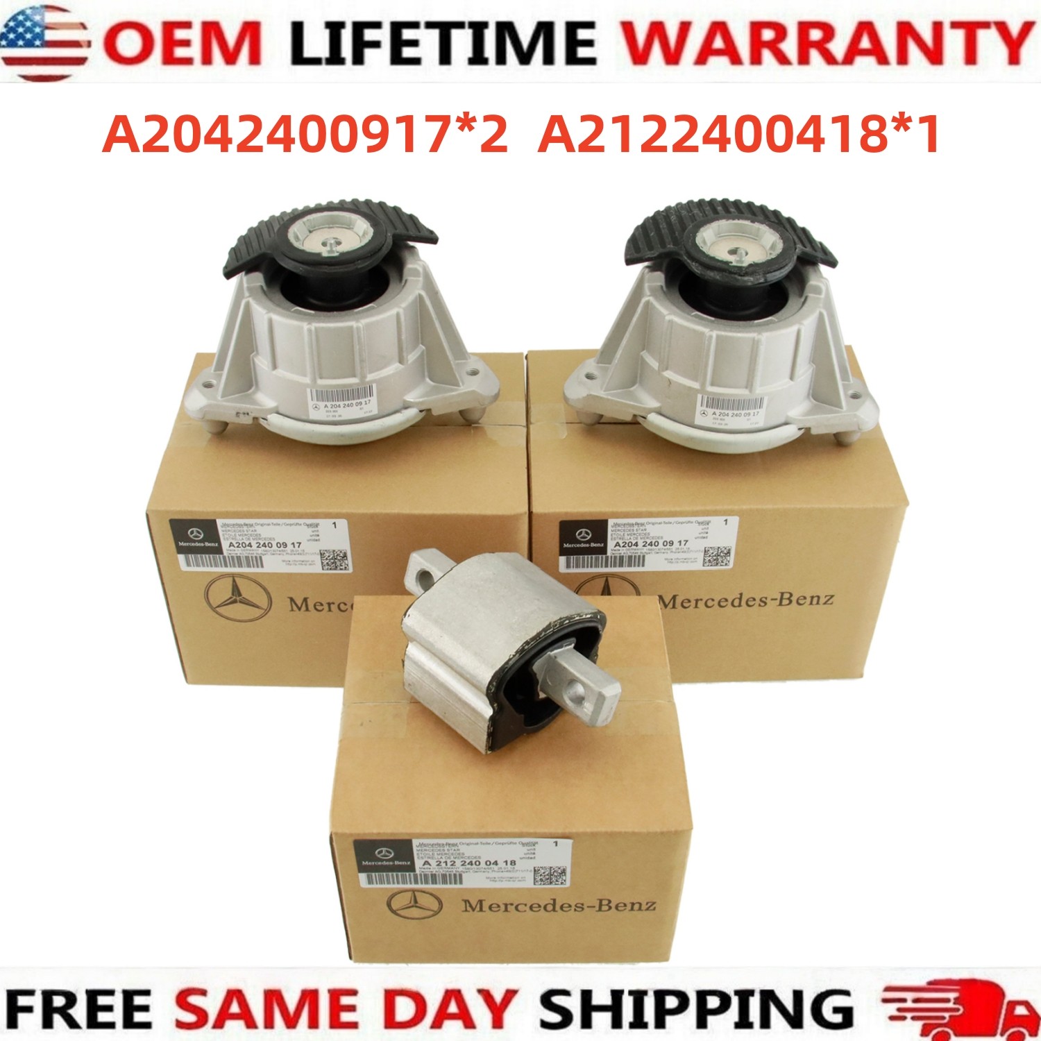 OEM 3x Engine Motor  & Trans Mount for Mercedes E400 E350 C350 C250 C300 C230
