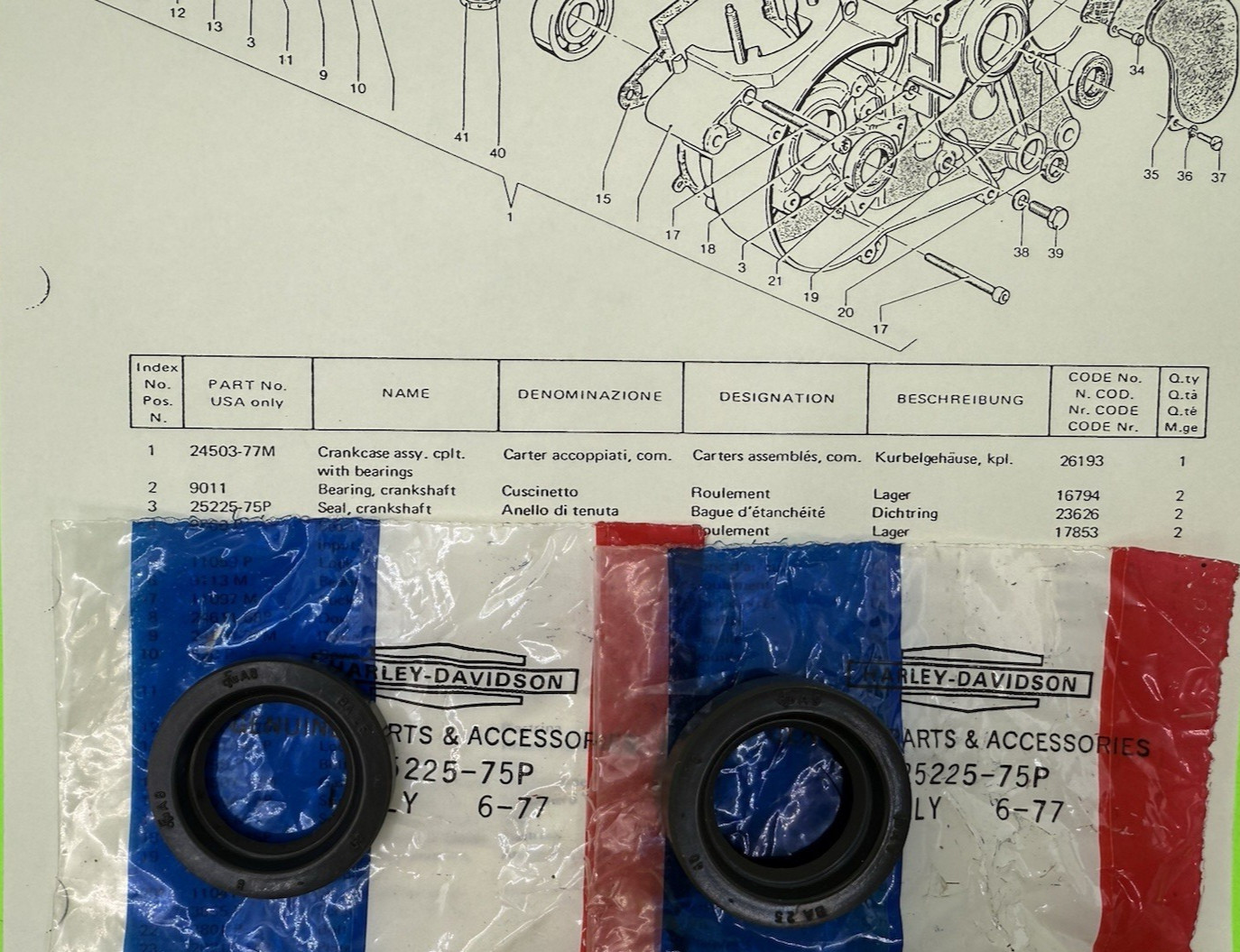 HARLEY AERMACCHI AMF NOS pair of 25225-75P CRANK SEALS 78 MX250 75 PROTOTYPE HARLEY AERMACCHI AMF NOS pair of 25225-75P CRANK SEALS 78 MX250 75 PROTOTYPE