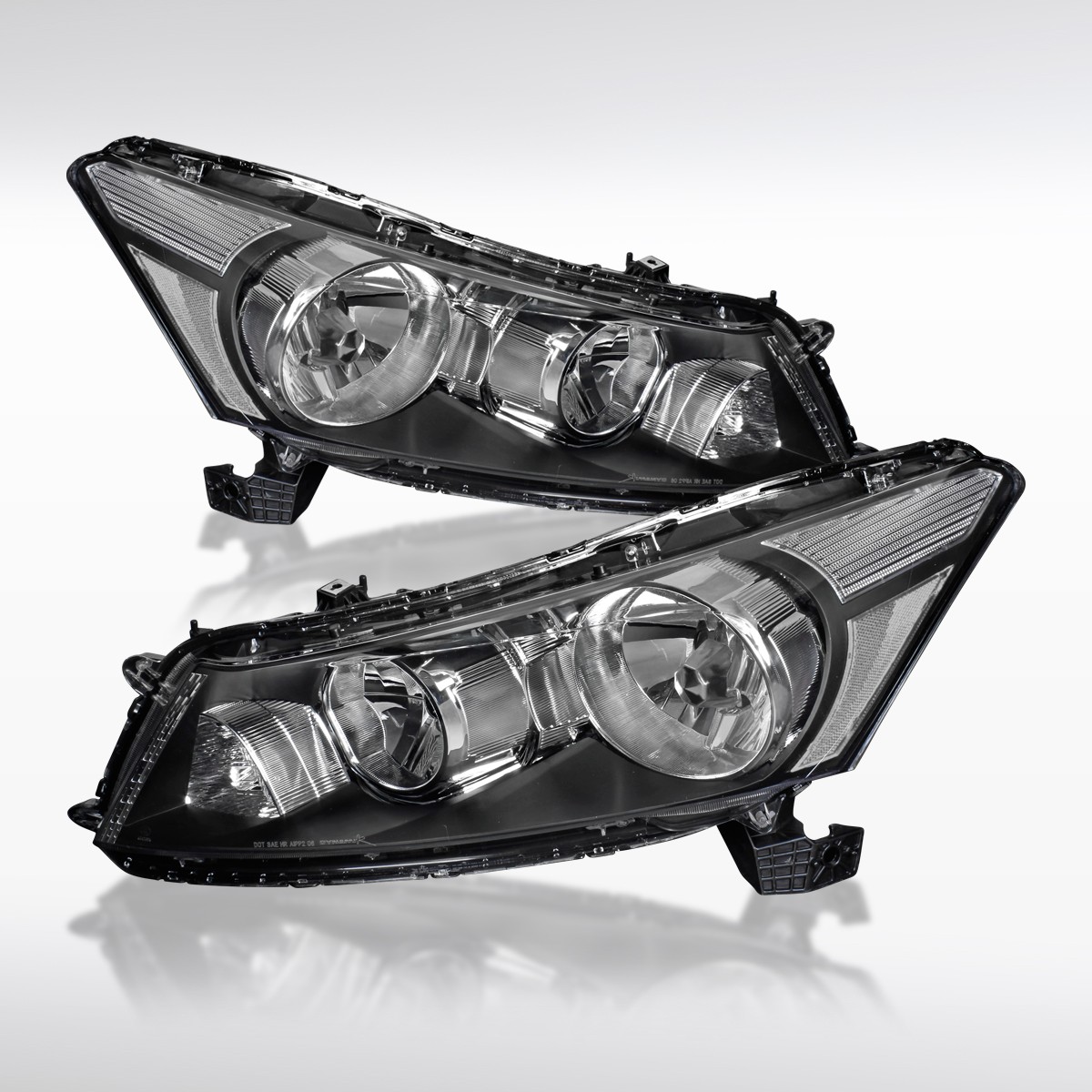 Fit 2008-2012 Honda Accord Sedan 4Dr Black Headlights Headlamps Left+Right 08-12 Fit 2008-2012 Honda Accord Sedan 4Dr Black Headlights Headlamps Left+Right 08-12